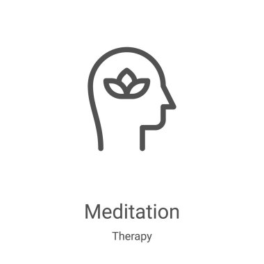 Terapi koleksiyonundan meditasyon ikonu vektörü. İnce çizgi meditasyon taslağı ikon vektör çizimi. Web ve mobil uygulamalarda kullanmak için doğrusal sembol, logo, yazdırma ortamı