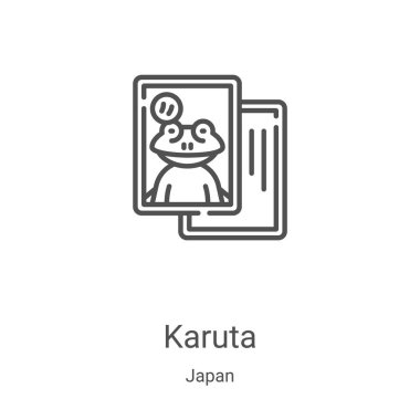 Japonya koleksiyonundan Karuta ikon vektörü. İnce çizgi karuta ana hatlı ikon vektör çizimi. Web ve mobil uygulamalarda kullanmak için doğrusal sembol, logo, yazdırma ortamı
