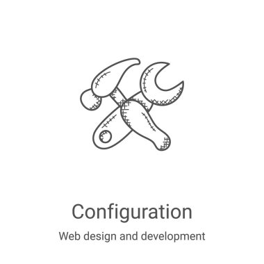 Web tasarım ve geliştirme koleksiyonundan yapılandırma ikonu vektörü. İnce çizgi yapılandırma ana hatları ikon vektör çizimi. Web ve mobil uygulamalarda kullanmak için doğrusal sembol, logo, yazdırma ortamı
