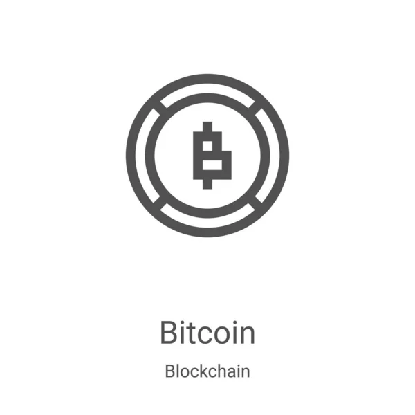 Bitcoin vector icono de la colección blockchain. Línea delgada bitcoin esquema icono vector ilustración. Símbolo lineal para su uso en aplicaciones web y móviles, logotipo, medios impresos — Vector de stock