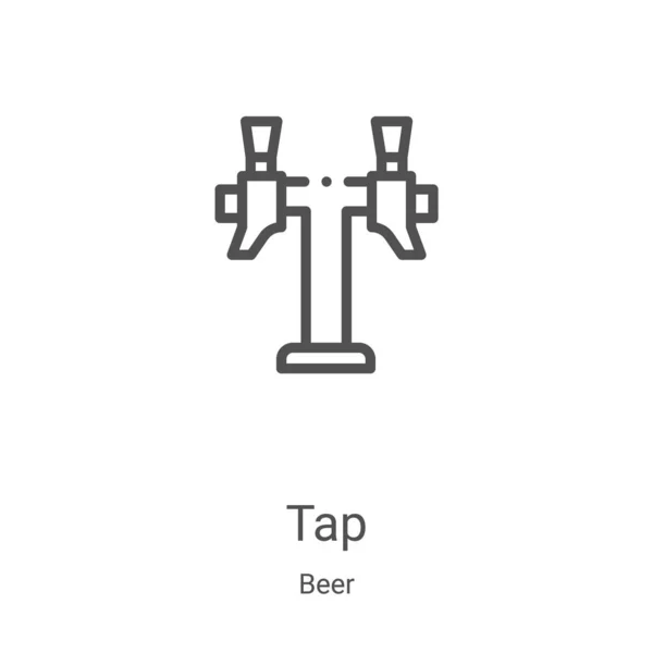 Wasserhahn-Icon-Vektor aus der Biersammlung. dünne Linie tippen Sie auf Umriss-Symbol-Vektor-Illustration. Lineares Symbol für Web- und Mobile-Apps, Logo, Printmedien — Stockvektor