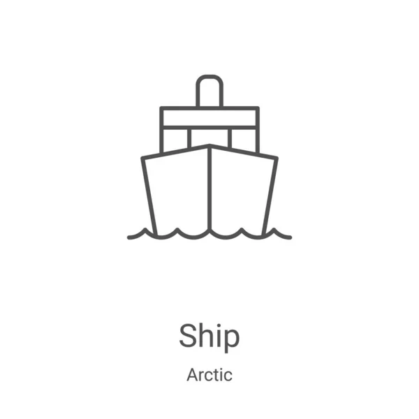 Vector icono nave de la colección ártica. Ilustración de vector de icono de contorno de nave de línea delgada. Símbolo lineal para su uso en aplicaciones web y móviles, logotipo, medios impresos — Vector de stock