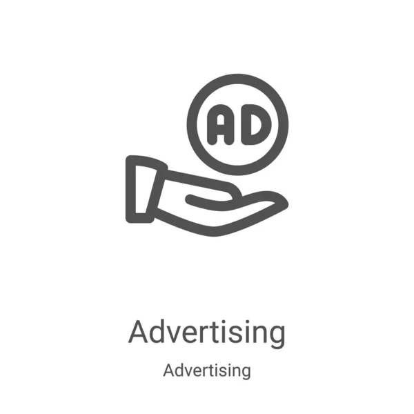 Рекламний значок вектор з рекламної колекції. Тонка лінія реклами контур піктограми Векторні ілюстрації. Лінійний символ для використання у веб- та мобільних додатках, логотипі, друкованих засобах масової інформації — стоковий вектор