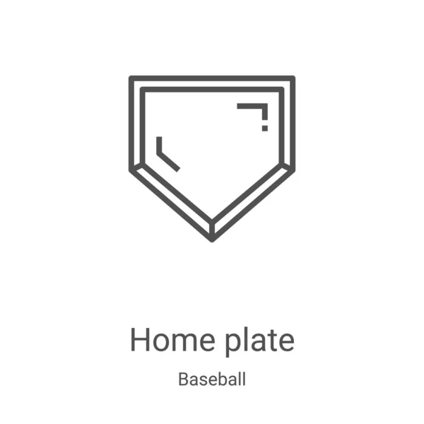 Icon-Vektor aus der Baseball-Sammlung. dünne Linie Home Platte umreißt Symbol-Vektor-Illustration. Lineares Symbol für Web- und Mobile-Apps, Logo, Printmedien — Stockvektor