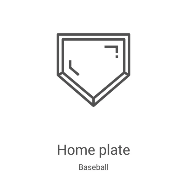 Home plate vector icono de la colección de béisbol. Ilustración de vector de icono de contorno de placa de inicio de línea delgada. Símbolo lineal para su uso en aplicaciones web y móviles, logotipo, medios impresos — Vector de stock