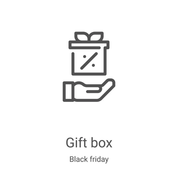 Gift box icon vector from black friday collection. Thin line gift box outline icon vector illustration. Linear symbol for use on web and mobile apps, logo, print media — Stock Vector