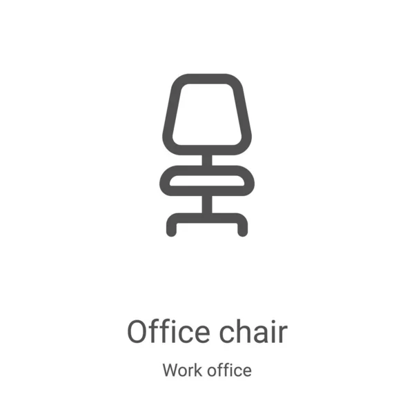 Icono de la silla de oficina vector de colección de oficina de trabajo. Línea delgada silla de oficina esquema icono ilustración vectorial. Símbolo lineal para su uso en aplicaciones web y móviles, logotipo, medios impresos — Archivo Imágenes Vectoriales