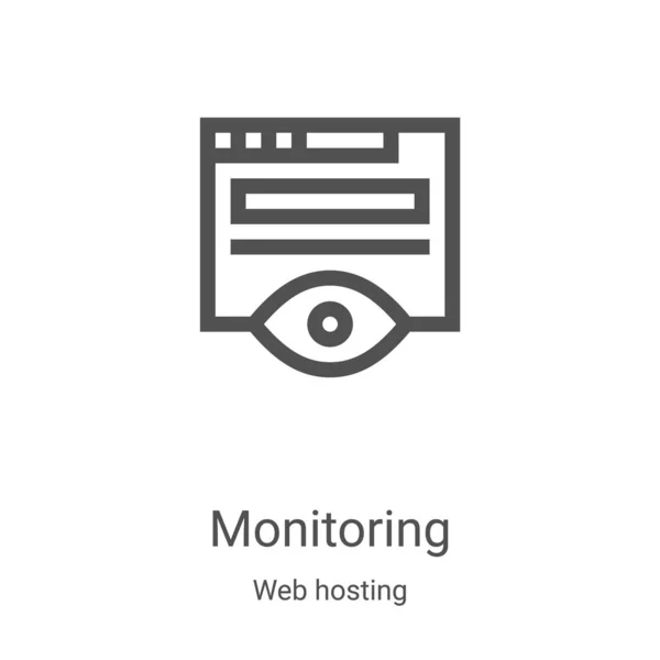 Monitoraggio vettore icona dalla collezione di web hosting. Illustrazione vettoriale dell'icona del profilo di monitoraggio della linea sottile. Simbolo lineare per l'utilizzo su applicazioni web e mobili, logo, supporti di stampa — Vettoriale Stock