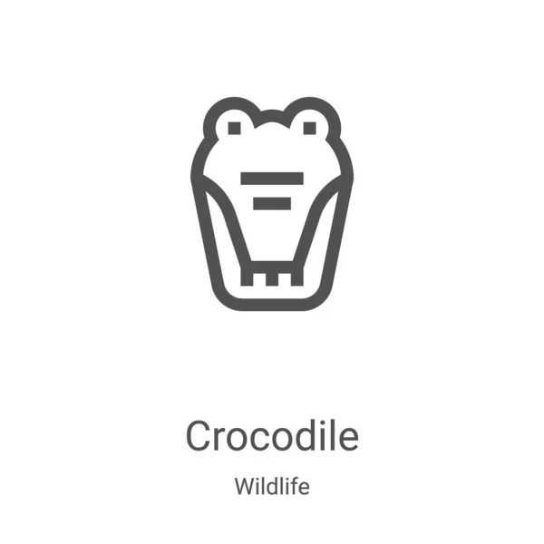 Vetor ícone de crocodilo da coleção de vida selvagem. Linha fina crocodilo esboço ícone vetor ilustração. Símbolo linear para uso em aplicativos web e móveis, logotipo, mídia impressa —  Vetores de Stock