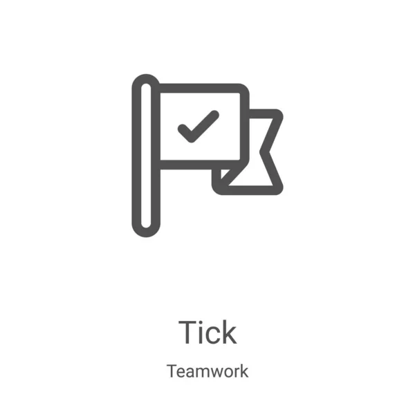 Tick icon vector from teamwork collection. Thin line tick outline icon vector illustration. Linear symbol for use on web and mobile apps, logo, print media — ストックベクタ