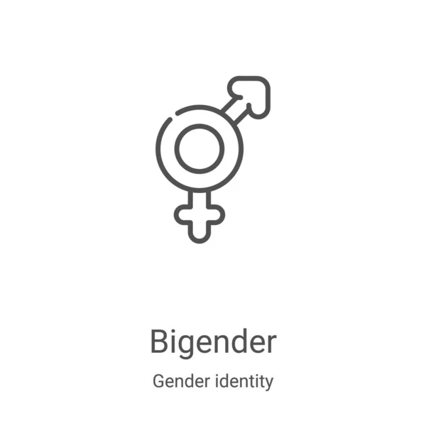 Бигендерный вектор иконок из коллекции гендерной идентичности. Тонкая линия большой очертания иконки вектора иллюстрации. Линейный символ для использования в веб и мобильных приложениях, логотипе, печатных СМИ — стоковый вектор