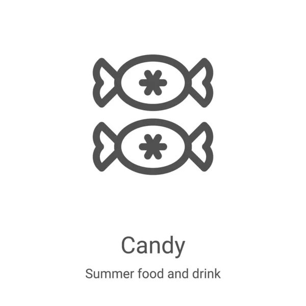 Vetor ícone de doces de comida de verão e coleta de bebidas. Delgada linha doces esboço ícone vetor ilustração. Símbolo linear para uso em aplicativos web e móveis, logotipo, mídia impressa — Vetor de Stock