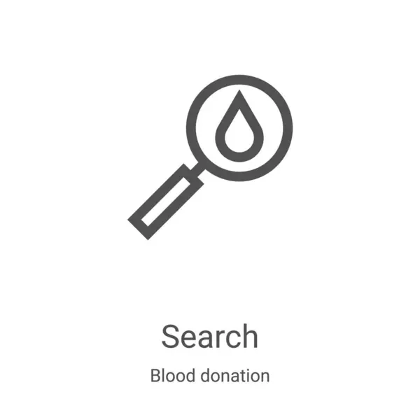 Vector de icono de búsqueda de la recolección de donación de sangre. Ilustración de vector de icono de esquema de búsqueda de línea delgada. Símbolo lineal para su uso en aplicaciones web y móviles, logotipo, medios impresos — Vector de stock