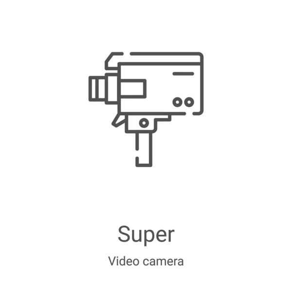 Super icon vector uit videocamera collectie. Dunne lijn super outline icoon vector illustratie. Lineair symbool voor gebruik op web- en mobiele apps, logo, printmedia — Stockvector