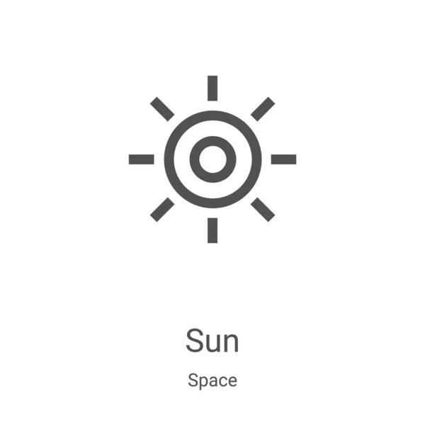 Vector de icono de sol de la colección espacial. Línea delgada sol contorno icono vector ilustración. Símbolo lineal para su uso en aplicaciones web y móviles, logotipo, medios impresos — Archivo Imágenes Vectoriales