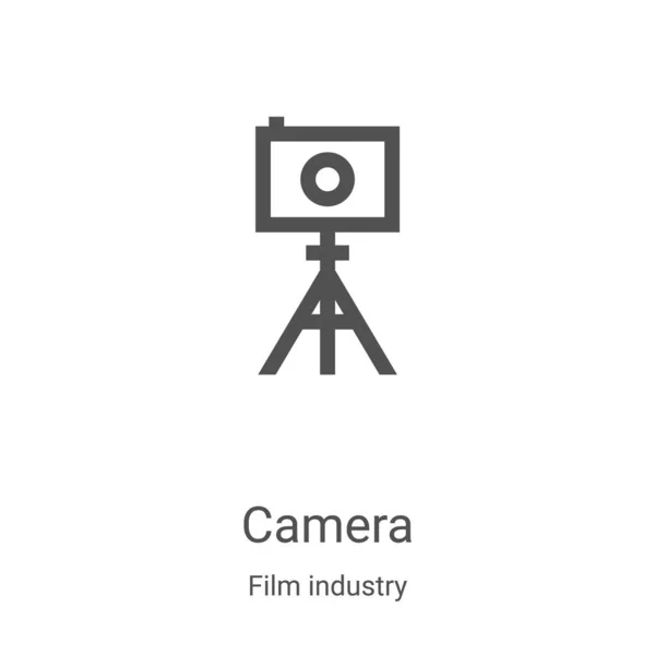 映画産業コレクションのカメラアイコンベクトル。細い線型カメラアウトラインアイコンベクトルイラスト。Webやモバイルアプリ、ロゴ、印刷メディアで使用するための線形シンボル — ストックベクタ
