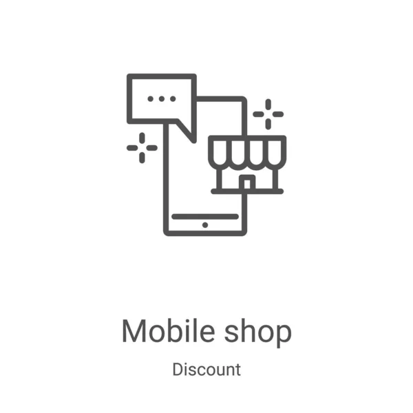 Magasin mobile icône vecteur de la collection discount. Illustration vectorielle d'icône de contour de boutique mobile mince ligne. Symbole linéaire pour utilisation sur applications web et mobiles, logo, médias imprimés — Image vectorielle