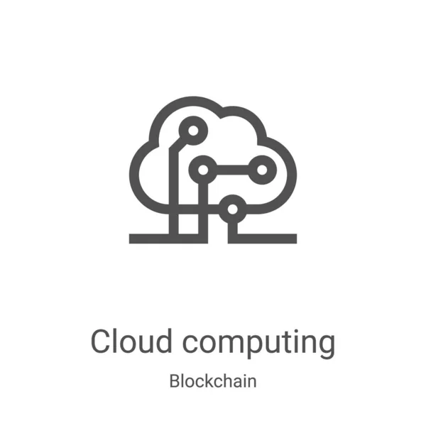 Wektor ikony cloud computing z kolekcji blockchain. Cienki zarys chmury obliczeniowej ilustracji wektora ikony. Symbol liniowy do stosowania w aplikacjach internetowych i mobilnych, logo, mediach drukowanych — Wektor stockowy