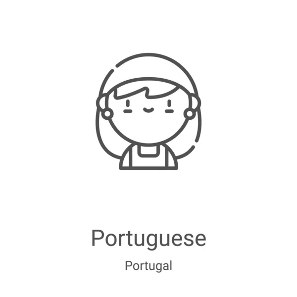 Portugiesischer Symbolvektor aus der portugiesischen Sammlung. dünne Linie portugiesischen Umriss Symbol Vektor Illustration. Lineares Symbol für Web- und Mobile-Apps, Logo, Printmedien — Stockvektor