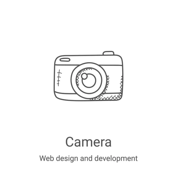 ウェブデザインと開発コレクションのカメラアイコンベクトルです細い線型カメラアウトラインアイコンベクトルイラスト。Webやモバイルアプリ、ロゴ、印刷メディアで使用するための線形シンボル — ストックベクタ