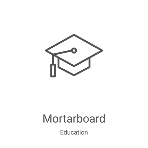 Mortarboard vector icono de la colección de educación. Ilustración de vector de icono de contorno de mortero de línea delgada. Símbolo lineal para su uso en aplicaciones web y móviles, logotipo, medios impresos — Vector de stock