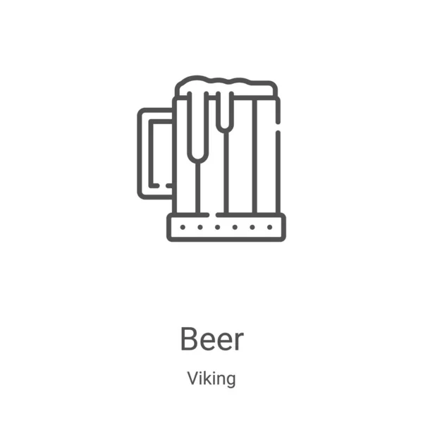 Вектор пивных икон из коллекции викингов. Тонкая линия пивного контура иконка векторной иллюстрации. Линейный символ для использования в веб и мобильных приложениях, логотипе, печатных СМИ — стоковый вектор