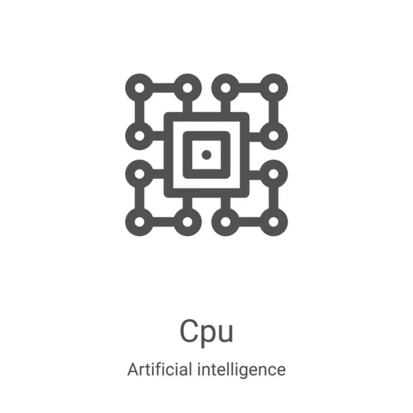 Vecteur Icônes Cpu Collection Intelligence Artificielle Illustration Vectorielle Icône Contour — Image vectorielle