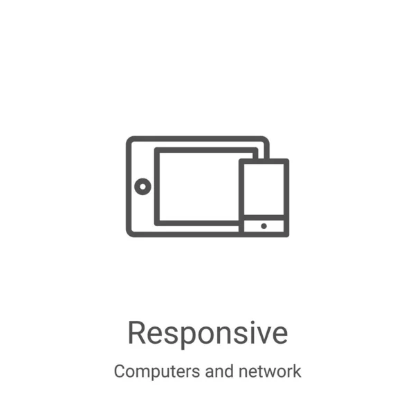 Responsive Icon Vektor Von Computern Und Netzwerk Sammlung Thin Line — Stockvektor