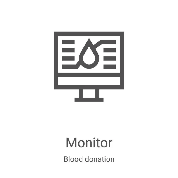 Monitor Vector Icono Recolección Donación Sangre Ilustración Vector Icono Contorno — Vector de stock