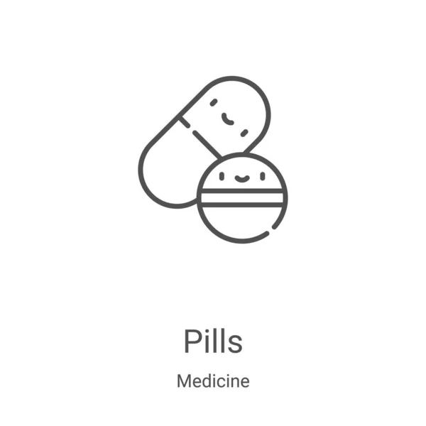 Pilules Icône Vecteur Collection Médicaments Les Pilules Minces Décrivent Illustration — Image vectorielle