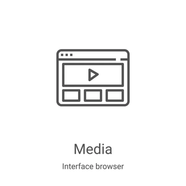 Vecteur Icône Média Collection Navigateur Interface Illustration Vectorielle Icône Contour — Image vectorielle