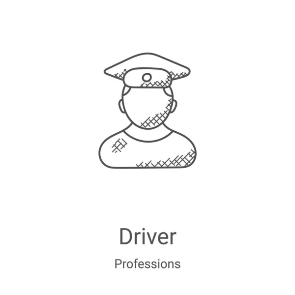 Driver Icon Vector Colección Profesiones Ilustración Vector Icono Contorno Controlador — Vector de stock