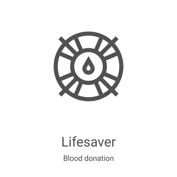 Lifesaver Icon Vector Blood Donation Collection Thin Line Lifesaver Outline — Stock Vector