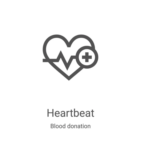 Vector Icono Latido Del Corazón Donación Sangre Recogida Línea Delgada — Vector de stock
