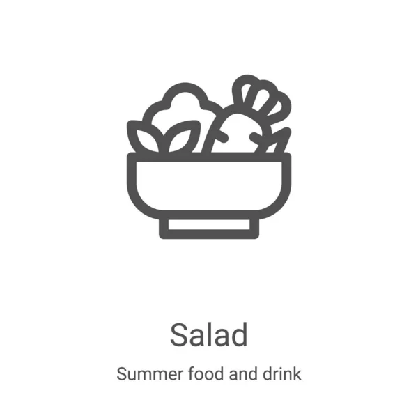 Salade Icoon Vector Uit Zomer Eten Drinken Collectie Dunne Lijn — Stockvector