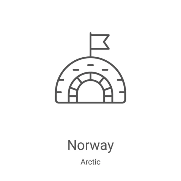 Norway Icon Vector Uit Arctische Collectie Dunne Lijn Norway Outline — Stockvector