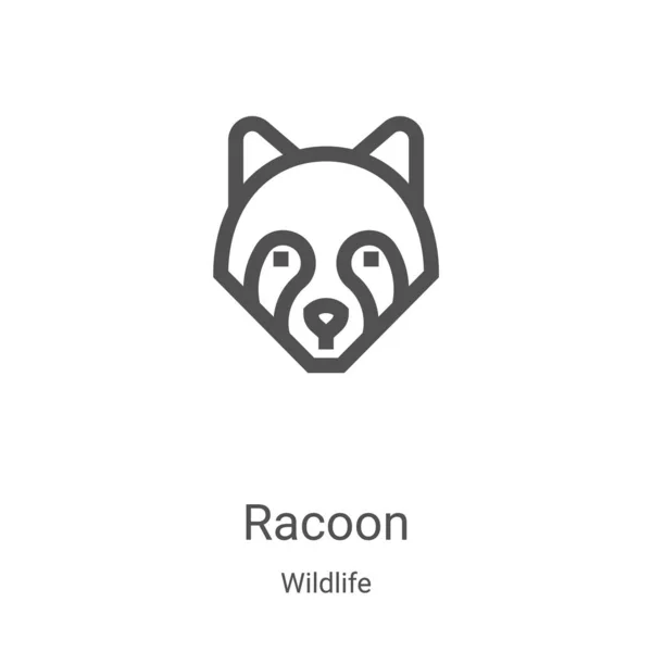 野生動物コレクションのラクーンアイコンベクター細い線画アイコンベクトルイラスト Webやモバイルアプリ 印刷メディアで使用するための線形シンボル — ストックベクタ
