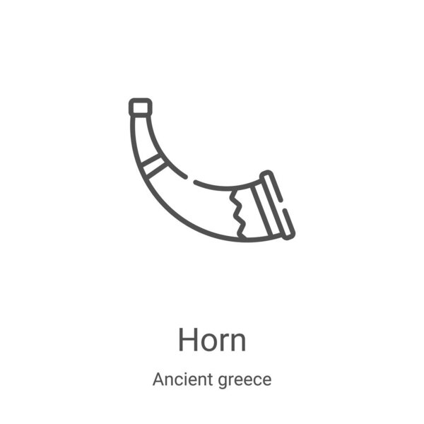 horn icon vector from ancient greece collection. Thin line horn outline icon vector illustration. Linear symbol for use on web and mobile apps, logo, print media