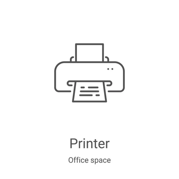 Printer Icon Vector Office Space Collection Thin Line Printer Outline — Stock Vector