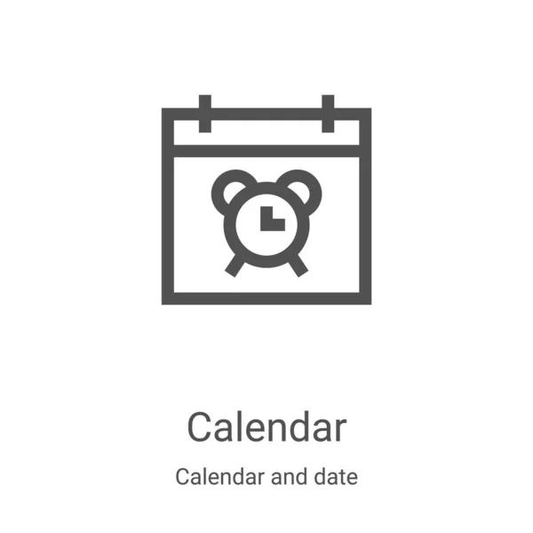 Wektor Ikony Kalendarza Kolekcji Kalendarza Daty Cienki Kalendarz Zarys Ilustracji — Wektor stockowy