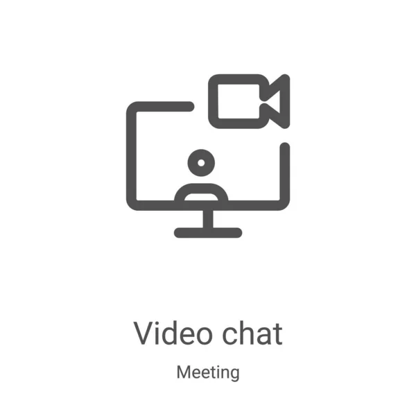 Video Chat Icon Vector Meeting Collection Thin Line Video Chat — Stock Vector