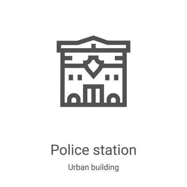 Vector Icono Estación Policía Colección Edificios Urbanos Línea Delgada Estación — Vector de stock