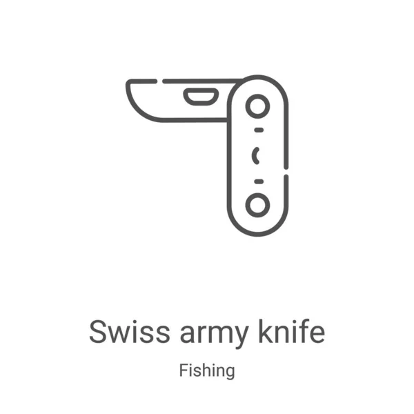Cuchillo Del Ejército Suizo Vector Icono Colección Pesca Delgada Línea — Vector de stock
