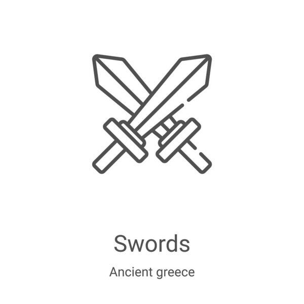 swords icon vector from ancient greece collection. Thin line swords outline icon vector illustration. Linear symbol for use on web and mobile apps, logo, print media