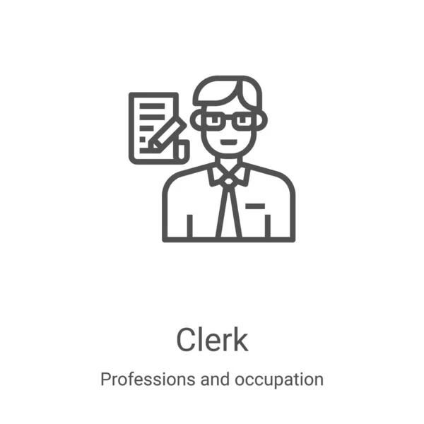 Vetor Ícone Clerk Profissões Coleção Ocupação Linha Fina Clerk Esboço — Vetor de Stock