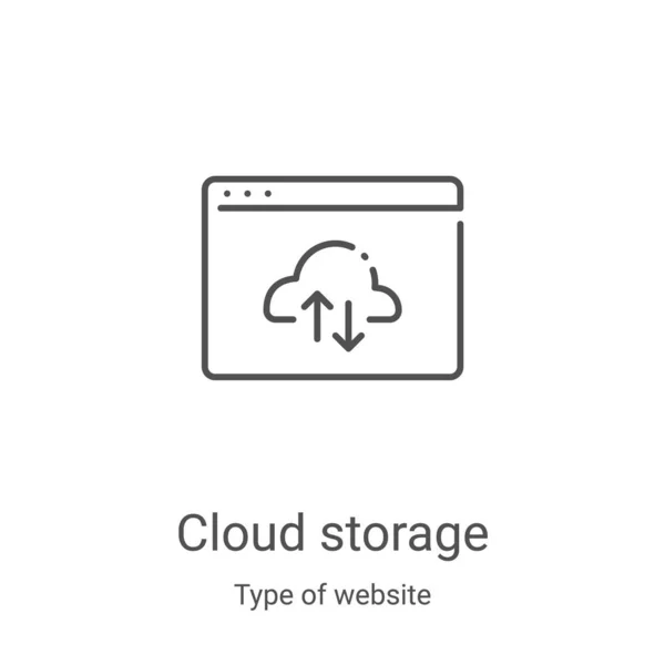 Wektor Ikony Pamięci Masowej Chmurze Kolekcji Stron Internetowych Cienki Zarys — Wektor stockowy