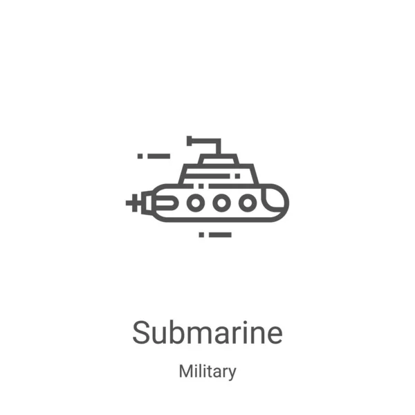 Submarine Icon Vector Military Collection Thin Line Submarine Outline Icon — Stock Vector