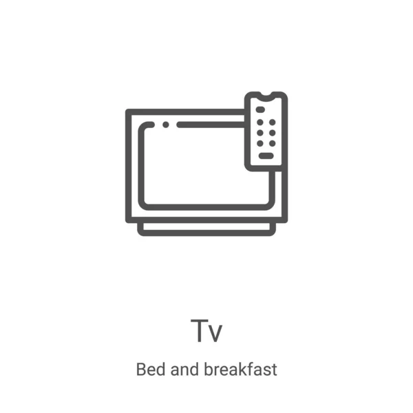 Іконка Телевізора Вектор Колекції Ліжка Сніданку Тонка Лінія Контур Значок — стоковий вектор