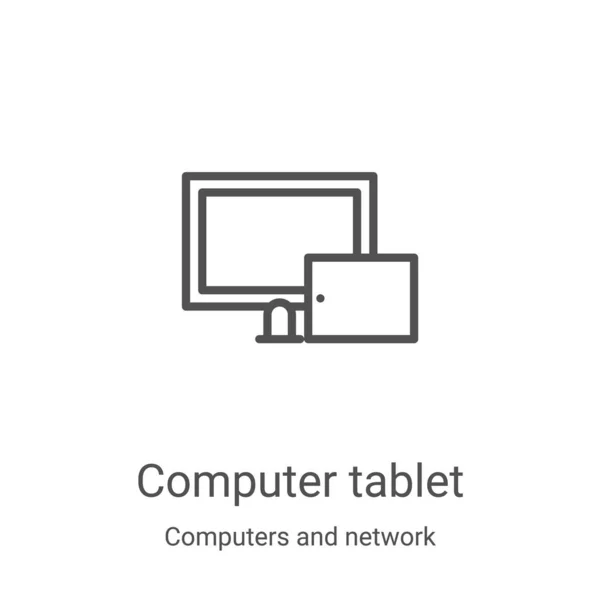 Computer Tablet Icona Vettoriale Computer Raccolta Rete Illustrazione Vettoriale Dell — Vettoriale Stock
