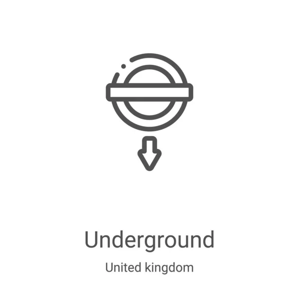 Underground Icon Vector Aus Der Sammlung United Kingdom Thin Line — Stockvektor